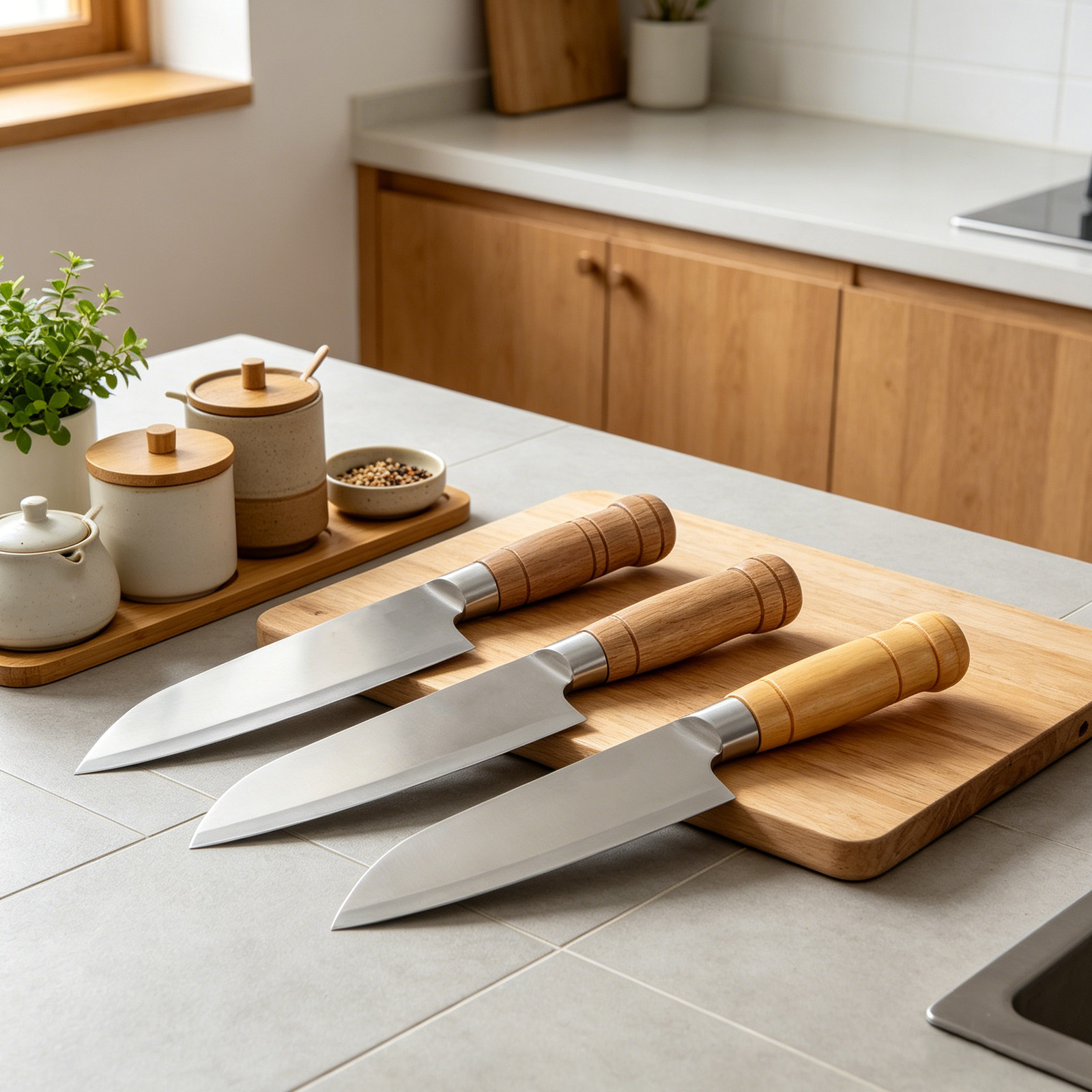 Japanese Knife - 3 piezas de mangos de madera