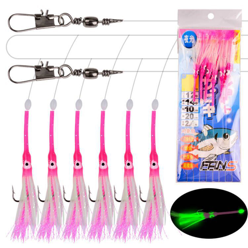 Furoshiki - 6 ganchos luminosos pulpo caballa plumas